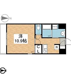丹下キアーロ 1Kの間取図画像