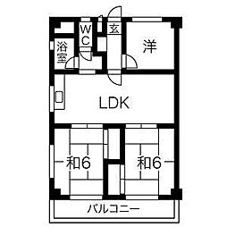 クレア武藤 3LDKの間取図画像