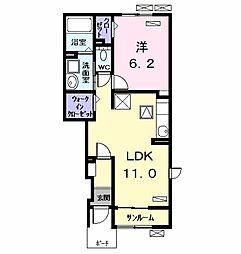 サンシャインビレッジ・K 1LDKの間取図画像