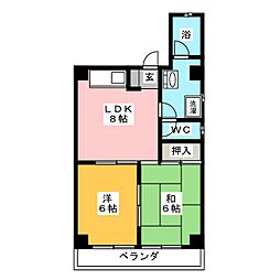 コーポ大野 3階2DKの間取り