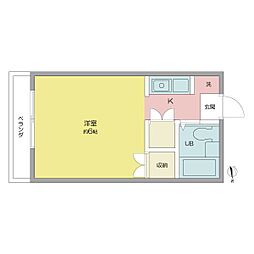 サンシティ上野 1Kの間取図画像