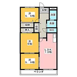 OHSADAハイツ上野公園 3LDKの間取図画像