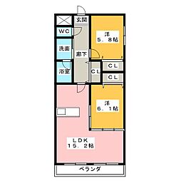 ロフティ上野 2LDKの間取図画像