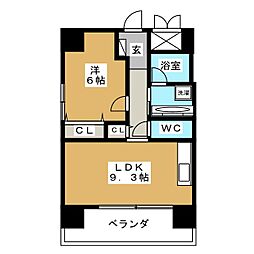 プランドール千種 1LDKの間取図画像