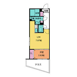 リーデンス今池 1LDKの間取図画像
