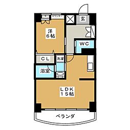 ブルームライフ今池 1LDKの間取図画像