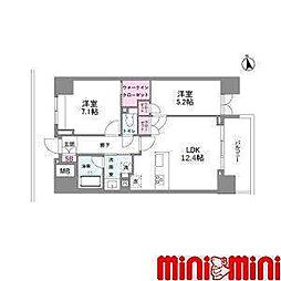 シーズンフラッツ今池NORTH 2LDKの間取図画像