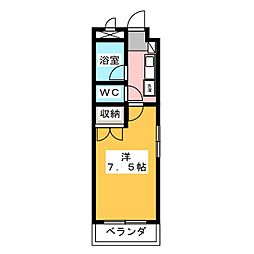 湯口マンション 1Kの間取図画像