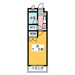 湯口マンション 1Kの間取図画像