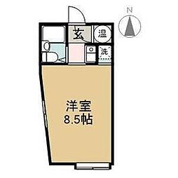 ハートインカヤバ ワンルームの間取図画像