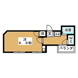 池下ヤママンビル ワンルームの間取図画像