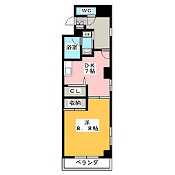 レジデンスカープ今池 1DKの間取図画像