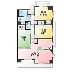 グレイス覚王山 3LDKの間取図画像
