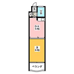 池下ハイツクローバー 1DKの間取図画像