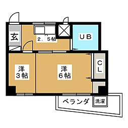 コーポ新世 1Kの間取図画像