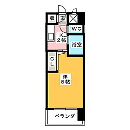 置地マンション 1Kの間取図画像