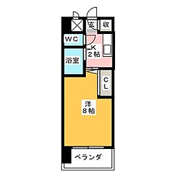 置地マンション 1Kの間取図画像