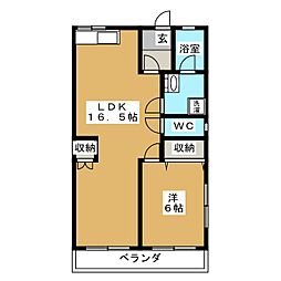 メゾンハヤシ 1LDKの間取図画像