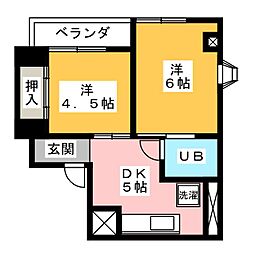 ラポールニュー池下 2DKの間取図画像