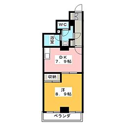 レジデンスカープ今池 1DKの間取図画像