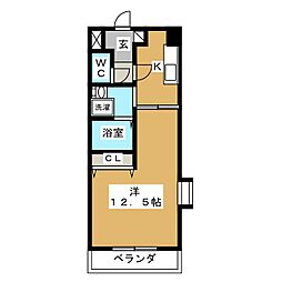 リオン高見 1Kの間取図画像