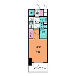 エスリード今池ルミナス 1Kの間取図画像