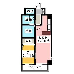 ラドゥセール今池 1LDKの間取図画像