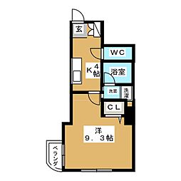 アプレシオ春岡EAST 1Kの間取図画像