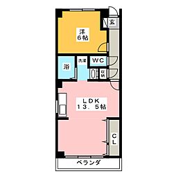 メゾン中川 3階1LDKの間取り
