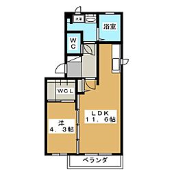 フェリーチェ・カルテット 1LDKの間取図画像