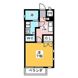 シャルム聖 1Kの間取図画像