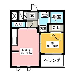 メゾングリシーヌ 1LDKの間取図画像