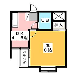 パークアベニュー 1Kの間取図画像
