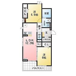 glicina中村本町 2LDKの間取図画像