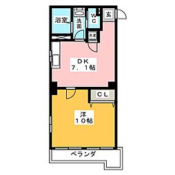 栄マンション 1DKの間取図画像