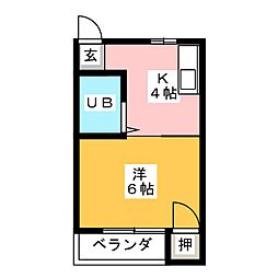 林ビル 1Kの間取図画像