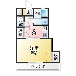 サンハイム岩塚 1Kの間取図画像