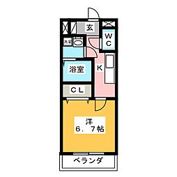 コンフォート・テラス 1Kの間取図画像