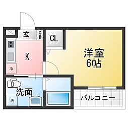CRASTINE名楽町 1Kの間取図画像