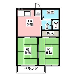 フォーブル平ケ野 2DKの間取図画像