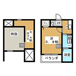 シャルム 1Kの間取図画像