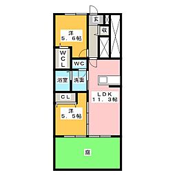 クリーンハイツ砂島A 2LDKの間取図画像