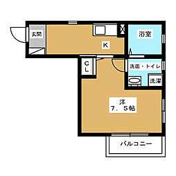 CasaAvenueNakamura 1Kの間取図画像