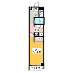 クレスト岩塚 1Kの間取図画像