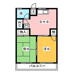 小島マンション 2DKの間取図画像