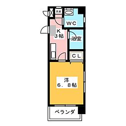 N・フラッツ浄心 1Kの間取図画像