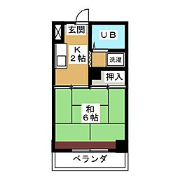 明和ビル 1Kの間取図画像