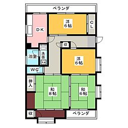 キャッスルサンセブン 4DKの間取図画像