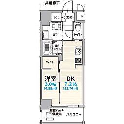 グランヴィア浄心 1DKの間取図画像