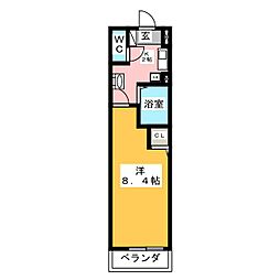 ヒルズ花の木 1Kの間取図画像